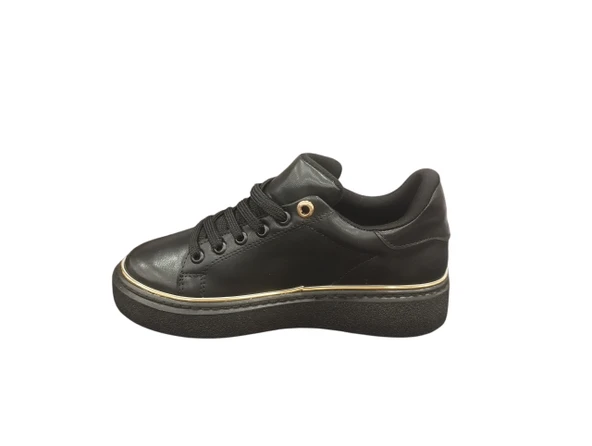 Ventes 9891614Z Kadın Kalın Tabanlı Altın Detaylı Günlük Sneaker Ayakkabı - 5