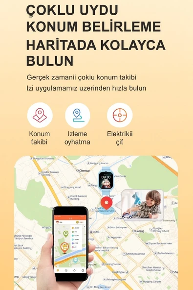 Sim Kartlı GPS'Lİ Kameralı Görüntülü Görüşmeli Çocuk Güvenliği İçin Akıllı Saat - 3