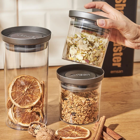 Arya 3'lü Küçük Saklama Kabı Gri - 3