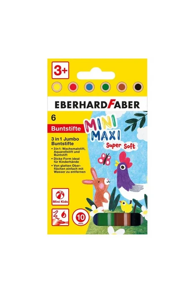 Minimaxi 3ü Bir Arada Jumbo Renkli Kalem 6lı Set ürün görseli
