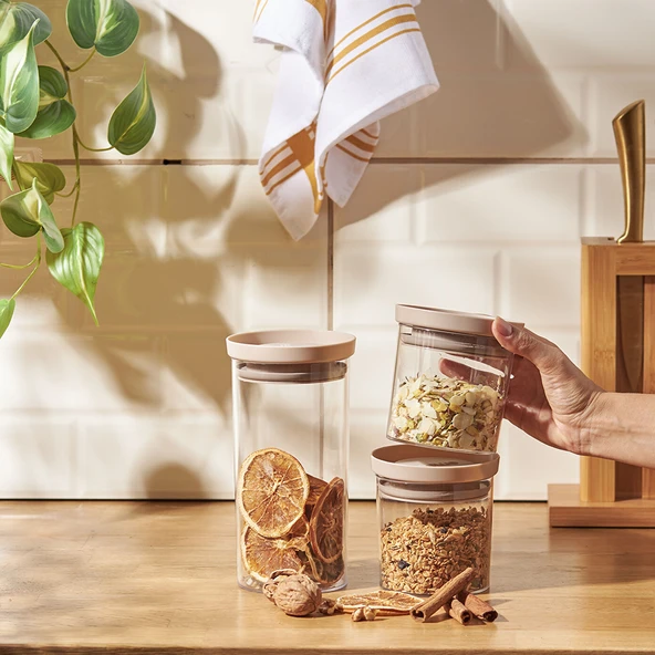 Arya 3'lü Küçük Saklama Kabı Bej - 2