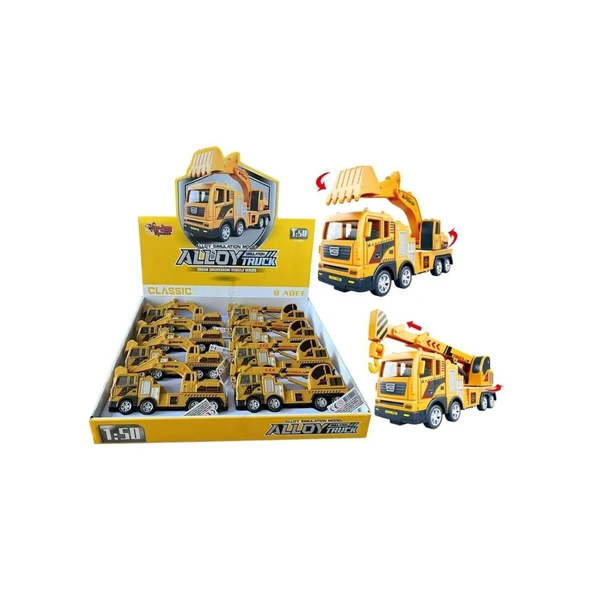 YH-711-54A SÜRTMELİ METAL 1:50 SARI VİNÇ VE ürün görseli