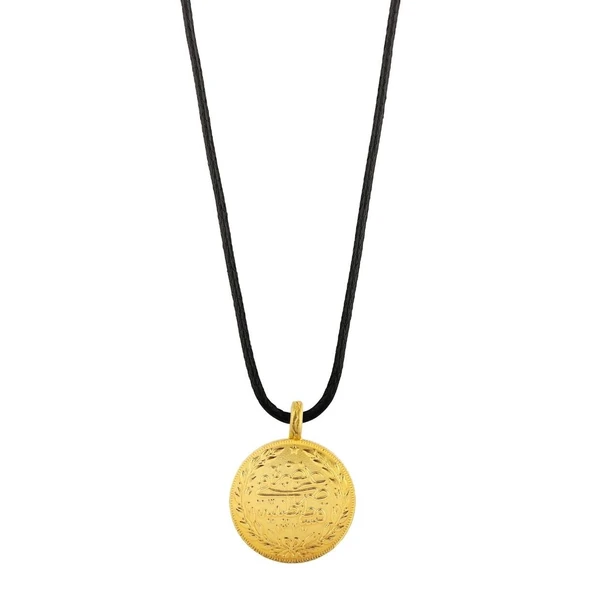 AgaKulche 22 Ayar Reşat Altın Siyah İpli Kolye - Resim 6