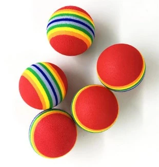 2 ADET GÖKKUŞAĞI RENKLI KEDI KÖPEK OYUN TOPU - Resim 3