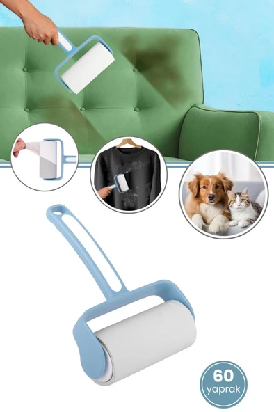 Tüy Toplayıcı Rulo, Kedi Köpek Tüyü Elbise Kanepe Araba Koltuğu Yapışkanlı Temizleme Rulo 60 Yaprak - Resim 6