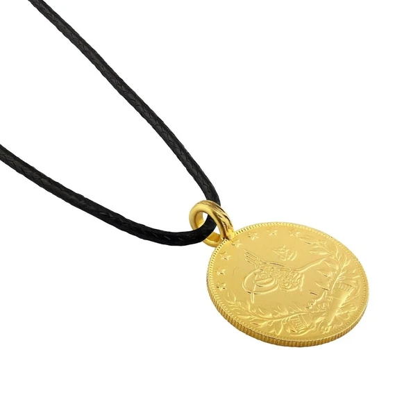 AgaKulche 22 Ayar Reşat Altın Siyah İpli Kolye - Resim 3