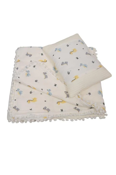 Letizia %100 Pamuk Dinazor Desenli Pikeli Çift Taraflı 3’lü Alt Açma Seti LTZ.DNZR.005