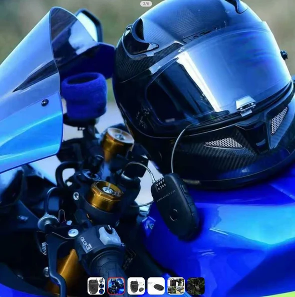 Knmaster Motosiklet Kaskı Kilidi + Knmaster Karbon Çanta Hediyeli Esnek Kablo ve Üst Düzey Koruma - 2