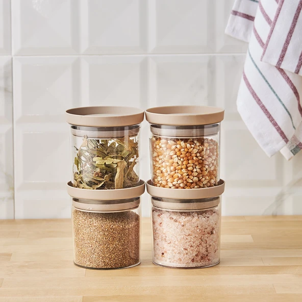 Arya 4'lü Küçük Saklama Kabı Bej - 3