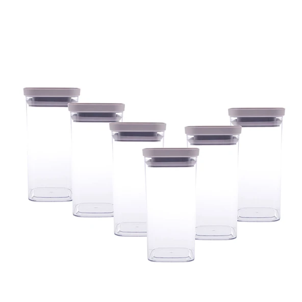 Arya 6'lı Saklama Kabı Kare Büyük Bej - 2