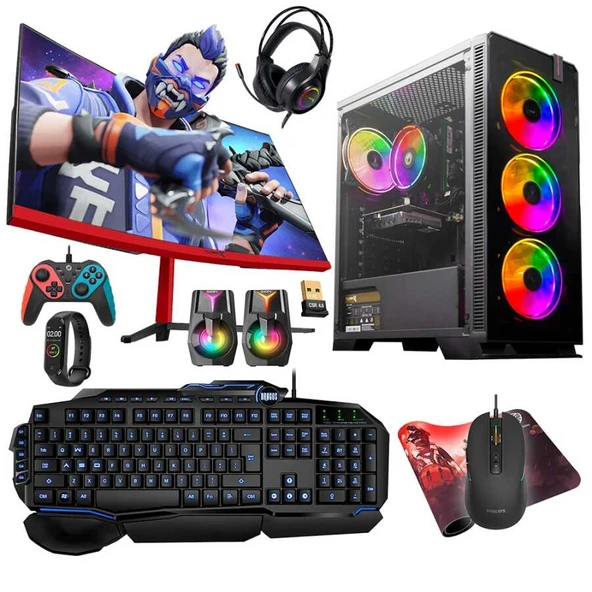 Turbox Tx4787 i5 10400F 16GB Ram 1TB SSD 4GB RX550 GDDR5 23.6 100Hz Curved Oyun Hazır Sistem