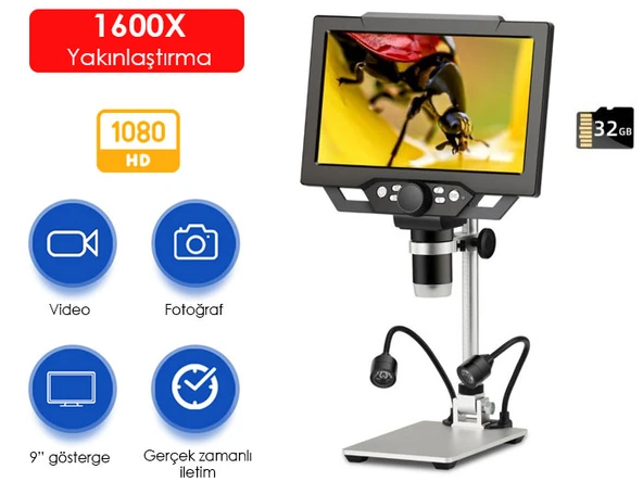 Dijital Mikroskop 12MP Renkli Ekranlı 1600X - Resim 4