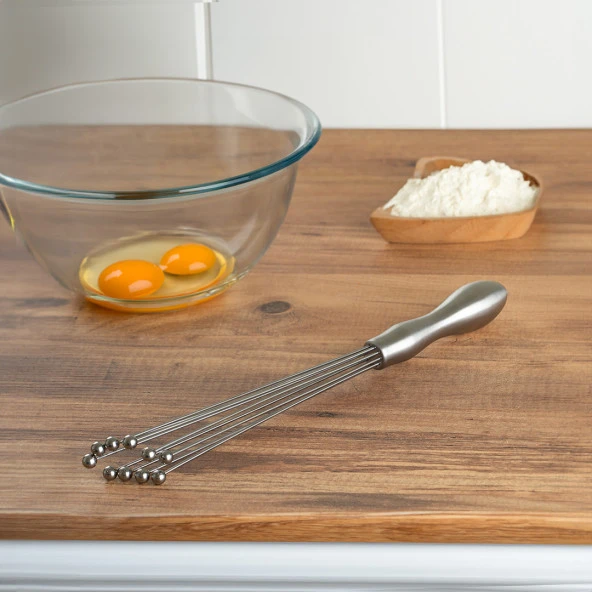Mucit Home Ayarlanabilir Paslanmaz Çelik Metal Boncuk Top Uçlu Çırpıcı Sos Karıştırıcı Top Uçlu Yumurta Çırpıcı - Resim 3