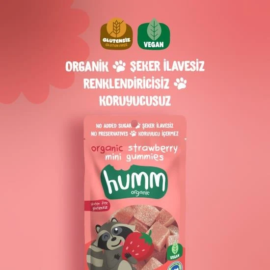 Humm Organik Çilekli Glutensiz Vegan Mini Küpler 30 Gr - Resim 2