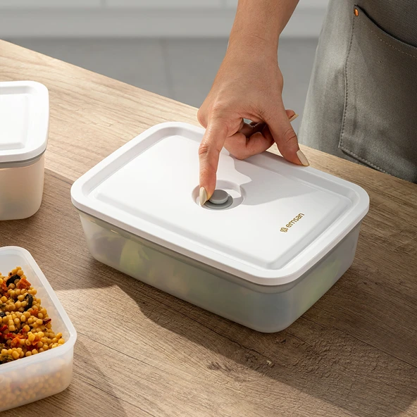 Emsan Freshlock Vakum Makineli 3'lü Saklama Kabı Beyaz - Resim 7