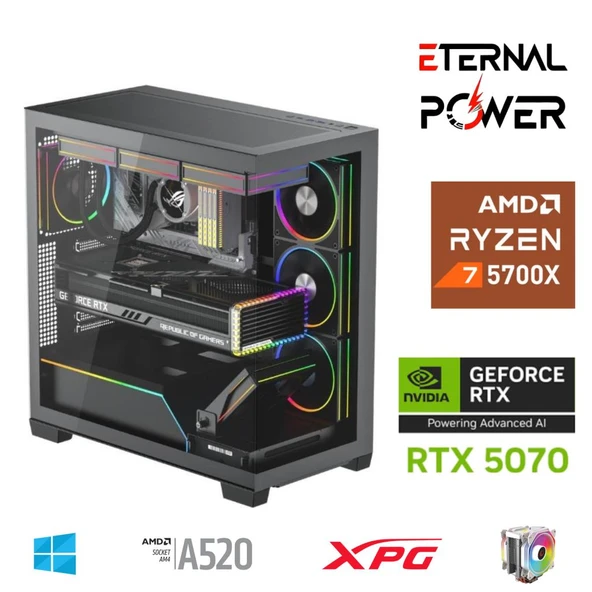 ETERNAL POWER RYZEN 7 5700X 32G DDR4 1TB M.2 RTX5070 A520 T750W ürün görseli 1