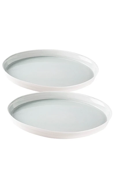 Tantitoni Space Mavi Porselen İkili Pasta Tabağı Seti 16.8cm - Resim 2