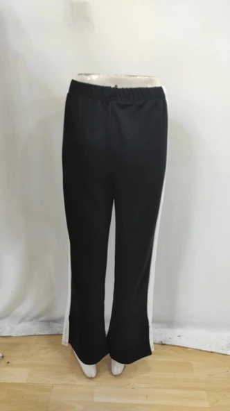 MDB Kadın Yüksek Bel Yan şerit Detaylı Yırtmaçlı Viskon Iki Iplik Pantolon - Resim 8