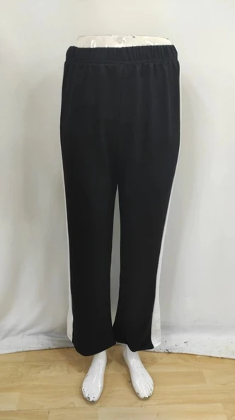 MDB Kadın Yüksek Bel Yan şerit Detaylı Yırtmaçlı Viskon Iki Iplik Pantolon - Resim 6