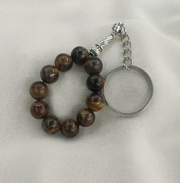 Tesbih Anahtarlık 11 li 10 mm Doğal Taş Kaplangözü Mini Tesbih - 4