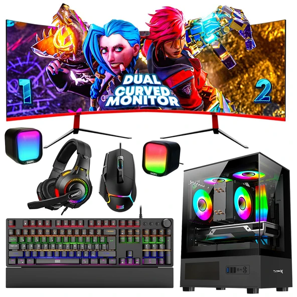 Dragos Python i5 10400F 16GB DDR4 Ram 512GB M.2 NVMe SSD RTX3050 23.6 165Hz Çift Curved Gaming PC ürün görseli