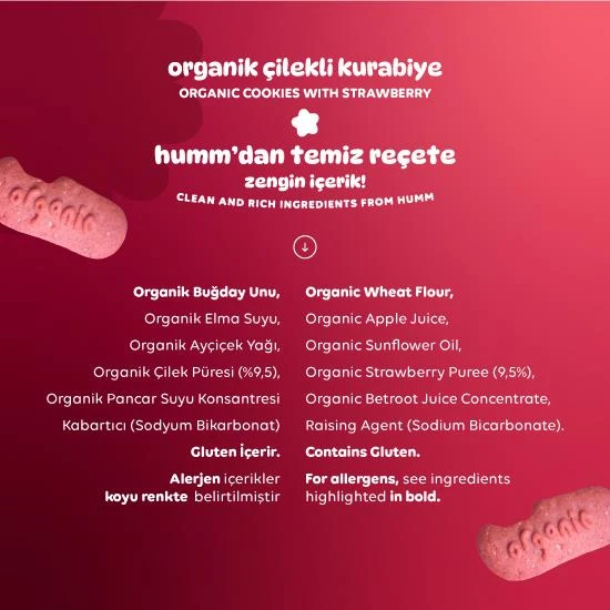 Humm Organik Vegan Çilekli Kurabiye 55 Gr - Resim 4