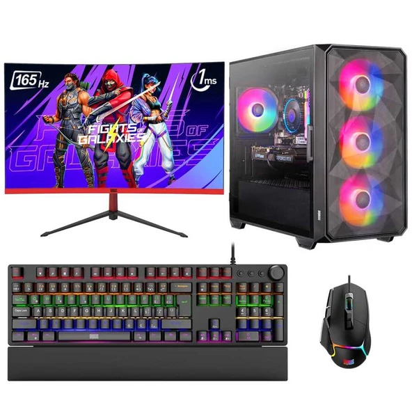 Dragos DRx6988 Ryzen 5 5500 16GB Ram 512GB M.2 NVMe 8GB RTX4060 23.6 165Hz Curved Oyun Hazır Sistem