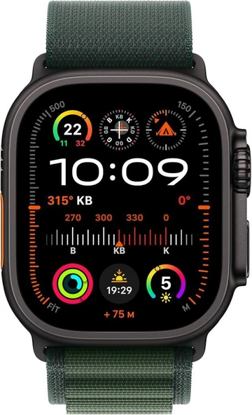Apple Watch Ultra 2 GPS + Cellular 49mm Siyah Titanyum Kasa ve Koyu Yeşil-Alpine Loop Kordon Akıllı Saat (Apple Türkiye Garantili) - 2
