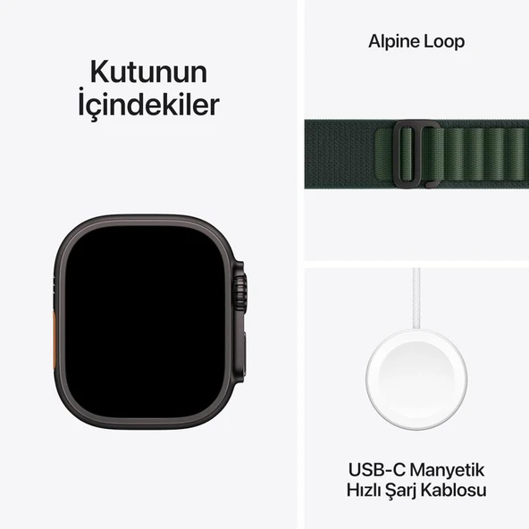 Apple Watch Ultra 2 GPS + Cellular 49mm Siyah Titanyum Kasa ve Koyu Yeşil-Alpine Loop Kordon Akıllı Saat (Apple Türkiye Garantili) - 4