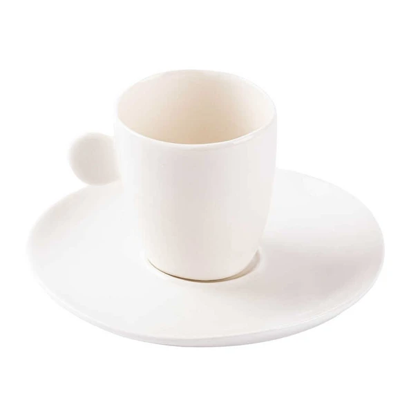 Tantitoni Round Beyaz Porselen İkili Fincan Seti 55ml - Resim 3