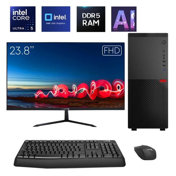 Turbox Intel Core Ultra 5 225 16GB DDR5 Ram 512GB NVMe Yapay Zekalı 23.8 inç FHD Oem Paket ürün görseli