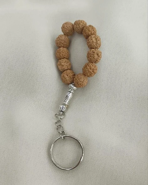 Tesbih Anahtarlık 11 li 10 mm Doğal Rudraksha Rudraşka Mini Tesbih - 4