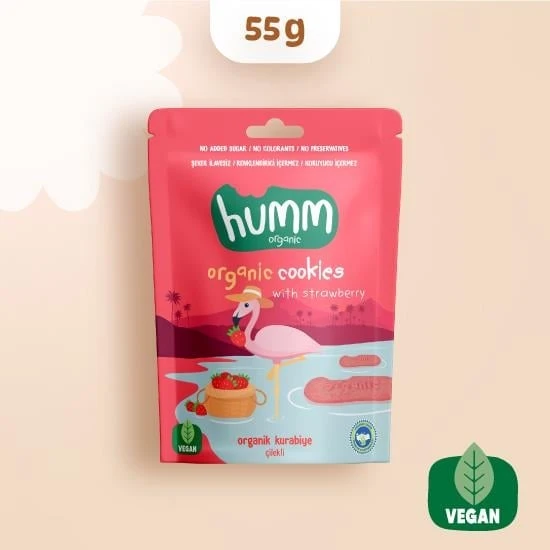 Humm Organik Vegan Çilekli Kurabiye 55 Gr ürün görseli