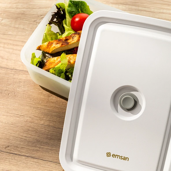 Emsan Freshlock Vakum Makineli 3'lü Saklama Kabı Beyaz - Resim 10