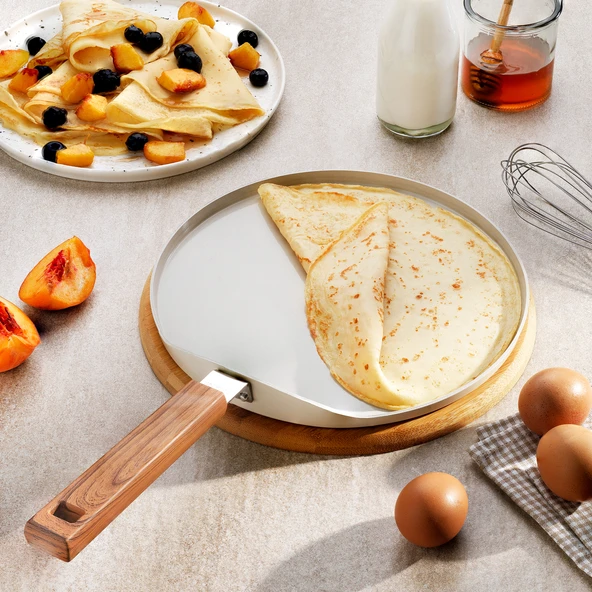 Schafer Ceramoni Seramik Krep Tava 26 Cm-Krem - 2