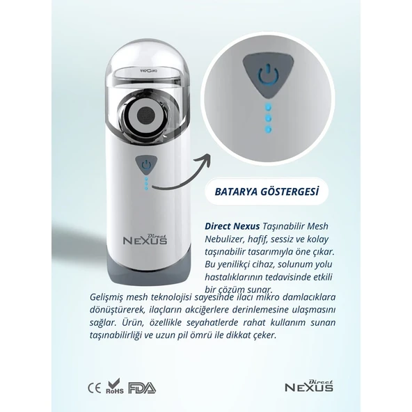 Yetişkinler Ve Çocuklar Için Şarj Edilebilir Taşınabilir Mesh Nebulizatör - Resim 5
