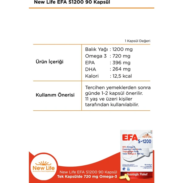 Efa S 1200 Omega 3 Balık Yağı 90 Kapsül - 2