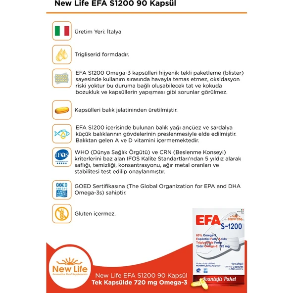 Efa S 1200 Omega 3 Balık Yağı 90 Kapsül - 3