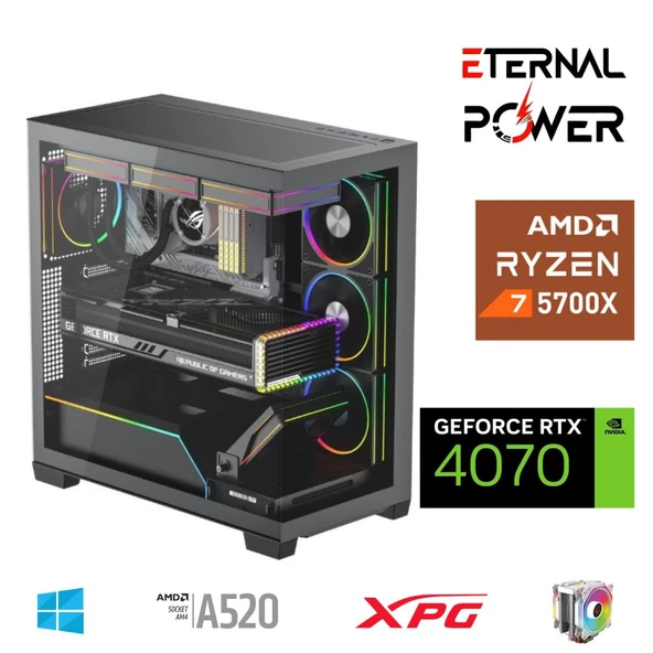ETERNAL POWER RYZEN 7 5700X 32G DDR4 1TB M.2 RTX4070 A520 T750W ürün görseli 1