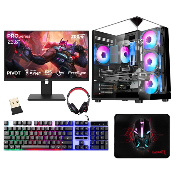 Turbox Tx6508 Ryzen 5 5500 32GB Ram 1TB NVMe SSD RTX3050 23.8 200Hz Oyun Hazır Sistem