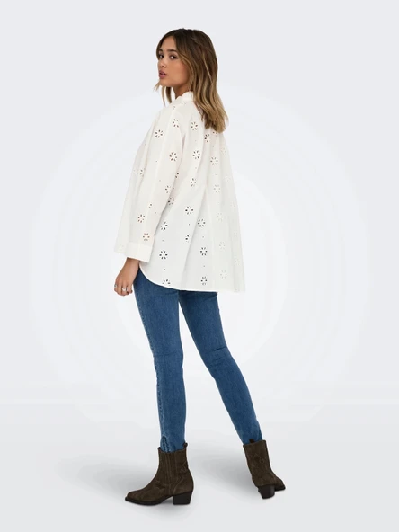 Only 15360467 Kadin Gomlek - Ekru - Resim 2