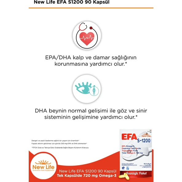 Efa S 1200 Omega 3 Balık Yağı 90 Kapsül - 4