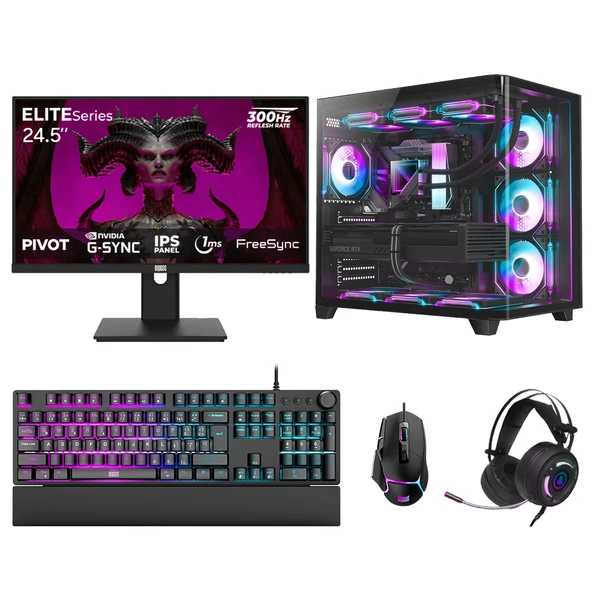 Dragos DRx7784 Ryzen 7 7800X3D 32GB DDR5 2TB GEN4 NVMe 16GB RTX5060Ti 24.5 İnç 300Hz 1ms Oem Paket ürün görseli