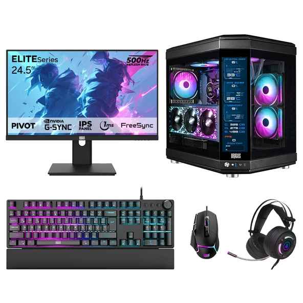 Dragos DRx7884 Ryzen 7 7800X3D 32GB DDR5 2TB GEN4 NVMe 16GB RTX5070Ti 24.5 İnç 500Hz 1ms Oem Paket ürün görseli