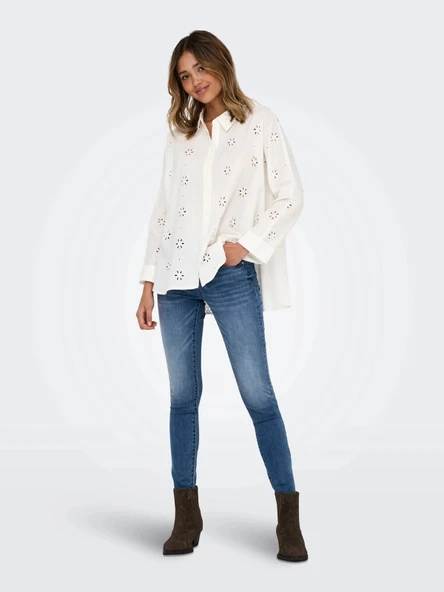 Only 15360467 Kadin Gomlek - Ekru - Resim 3