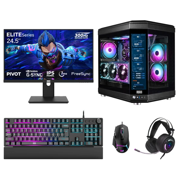 Dragos DRx7890 Ryzen 7 9800X3D 32GB DDR5 2TB GEN4 NVMe 16GB RTX5070Ti 24.5 İnç 300Hz 1ms Oem Paket ürün görseli