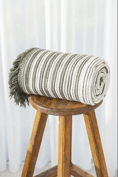 Veloura Haki Tek Kişilik Battaniye - Tv Battaniyesi 130x170 cm - Resim 4