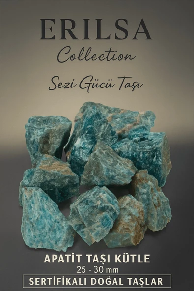 Sertifikalı Apatit Taşı Kütle 25–30 mm Ham Doğal – Sezi Gücü ve Ruhsal Farkındalık Taşı ürün görseli