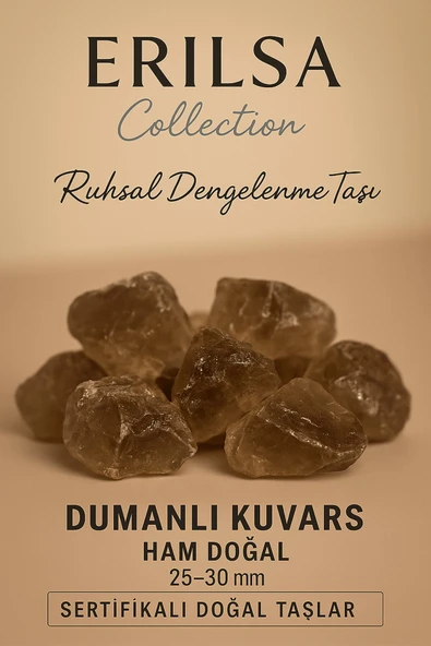 Sertifikalı Dumanlı Kuvars Taşı Kütle 25–30 mm Ham Doğal – Ruhsal Denge ve Arınma Taşı ürün görseli