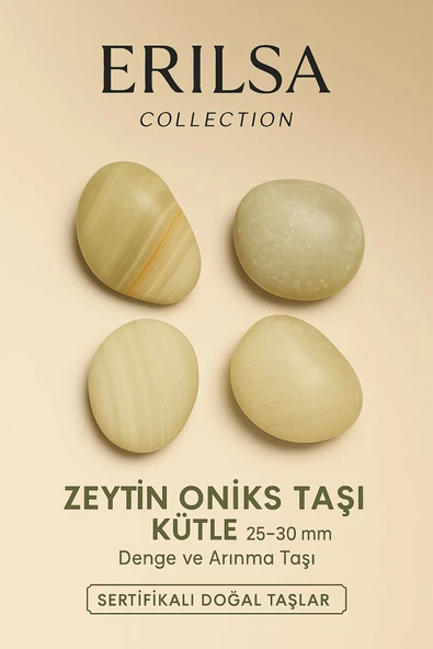 Sertifikalı Zeytin Oniks Taşı Kütle 25–30 mm – Denge ve Arınma Taşı Doğal Enerji Taşı ürün görseli